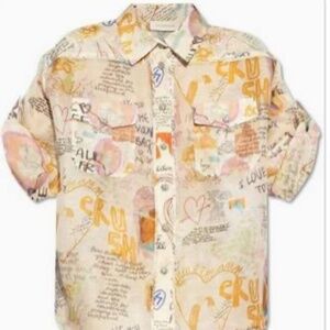 NWT Zimmermann Crush rolled sleeve shirt Dear Diary Size 0 US Size 2-4